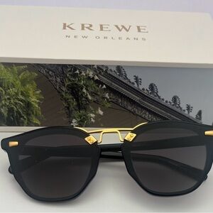 KREWE Beau Nylon Black + Shadow 24K Sunglasses with Grey Gradient Polarized